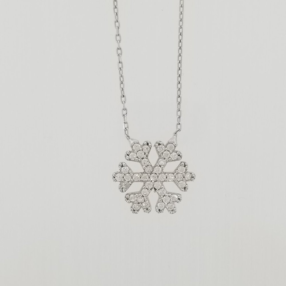 Necklace Sterling Silver 925  Snow Flake CZ